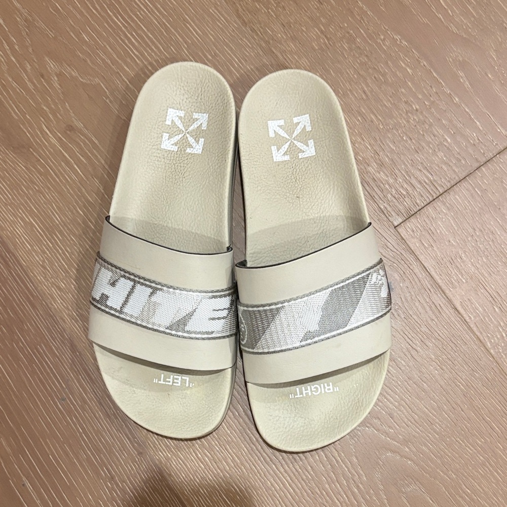 Off-White Industrial Belt Beige Slide Sandals Size 41 EU 8 men or 10 1/2 women’s